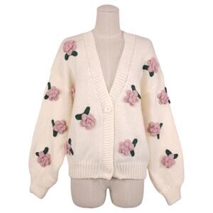 Luna Ivy Rose Cardigan Cream Sz Small
